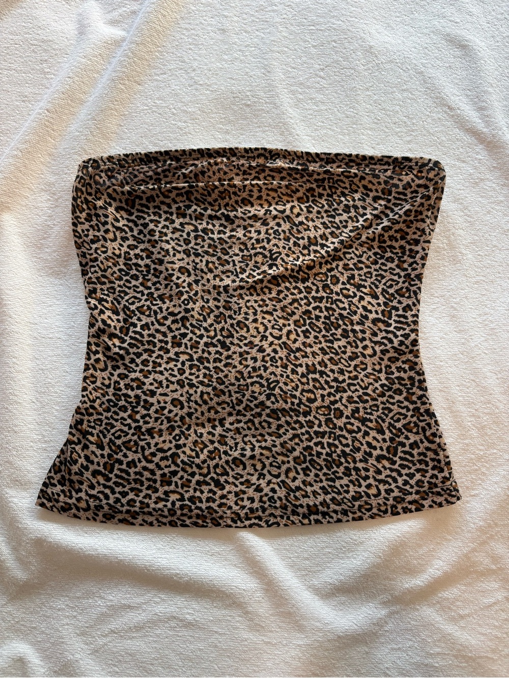 SHEIN Leopard Print Strapless Tube Top in Brown